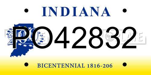 PO42832 Indiana License Plate