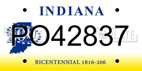 PO42837 Indiana License Plate