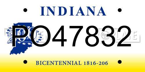 PO47832 Indiana License Plate