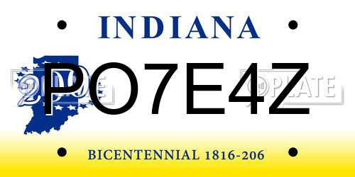 PO7E4Z Indiana License Plate