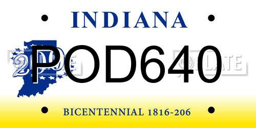 POD640 Indiana License Plate