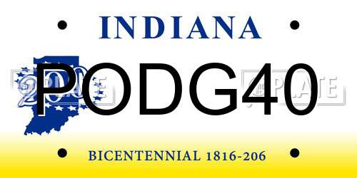 PODG40 Indiana License Plate