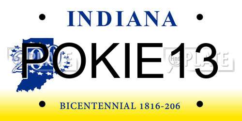 POKIE13 Indiana License Plate