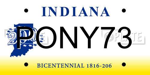 PONY73 Indiana License Plate