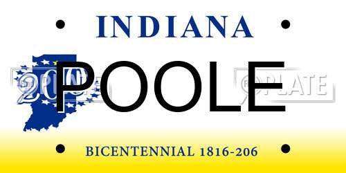 POOLE Indiana License Plate