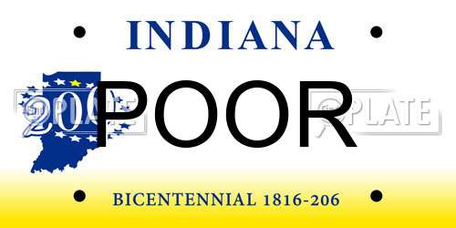 POOR Indiana License Plate