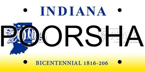 POORSHA Indiana License Plate