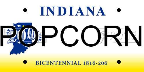 POPCORN Indiana License Plate