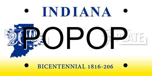 POPOP Indiana License Plate
