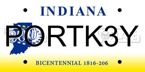 PORTK3Y Indiana License Plate
