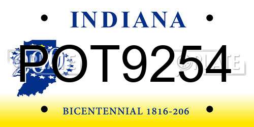 POT9254 Indiana License Plate