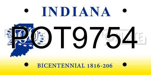 POT9754 Indiana License Plate