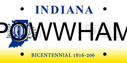 POWWHAM Indiana License Plate