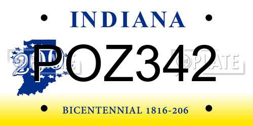 POZ342 Indiana License Plate