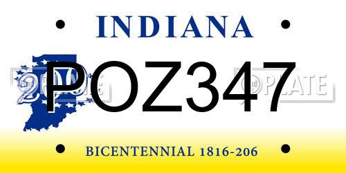 POZ347 Indiana License Plate
