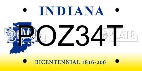 POZ34T Indiana License Plate