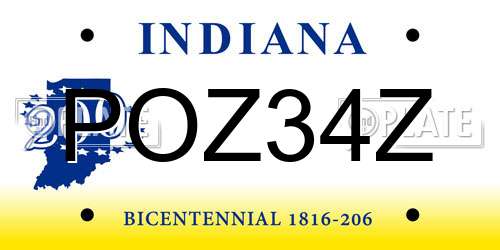POZ34Z Indiana License Plate