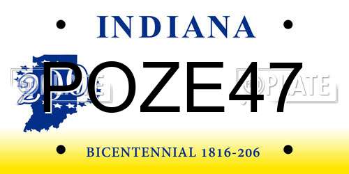 POZE47 Indiana License Plate
