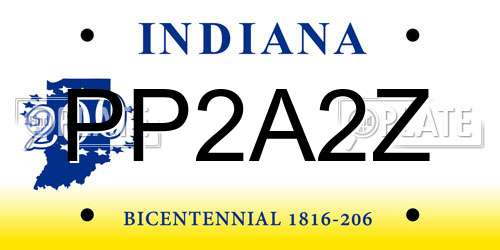PP2A2Z Indiana License Plate