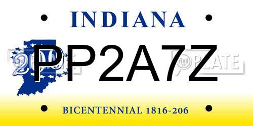 PP2A7Z Indiana License Plate