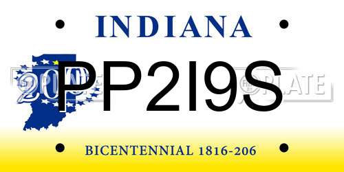 PP2I9S Indiana License Plate
