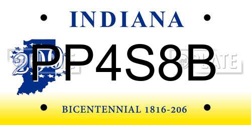 PP4S8B Indiana License Plate