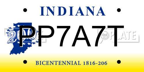 PP7A7T Indiana License Plate