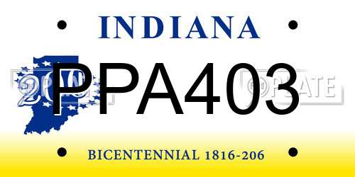 PPA403 Indiana License Plate