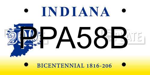 PPA58B Indiana License Plate