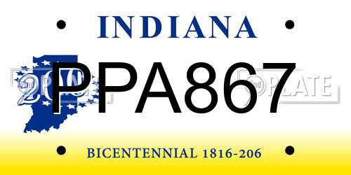 PPA867 Indiana License Plate