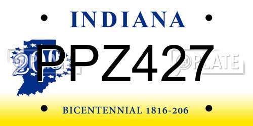 PPZ427 Indiana License Plate