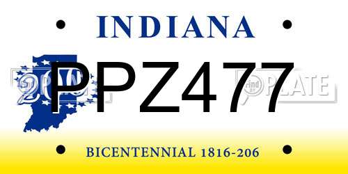 PPZ477 Indiana License Plate