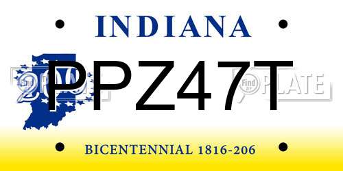 PPZ47T Indiana License Plate