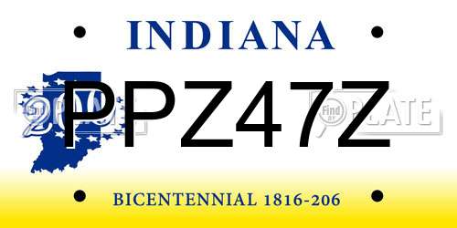 PPZ47Z Indiana License Plate