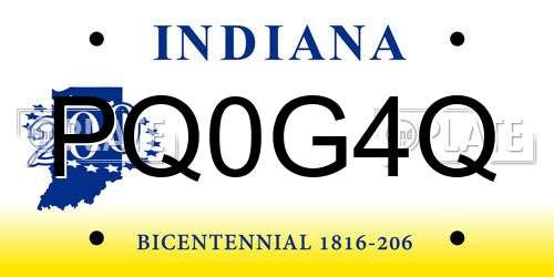 PQ0G4Q Indiana License Plate