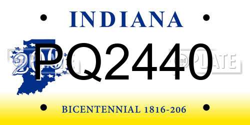 PQ2440 Indiana License Plate