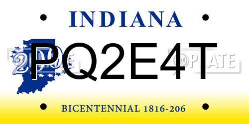 PQ2E4T Indiana License Plate