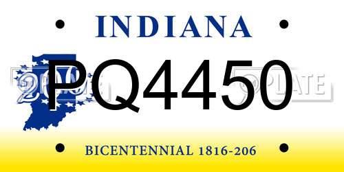 PQ4450 Indiana License Plate