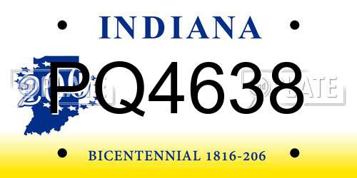 PQ4638 Indiana License Plate