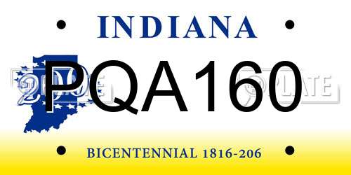 PQA160 Indiana License Plate