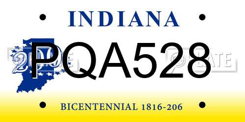 PQA528 Indiana License Plate