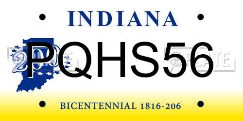 PQHS56 Indiana License Plate