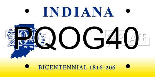 PQOG40 Indiana License Plate