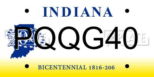 PQQG40 Indiana License Plate