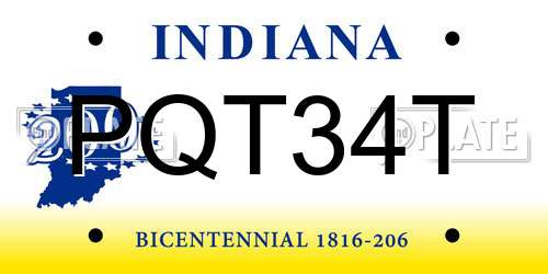 PQT34T Indiana License Plate