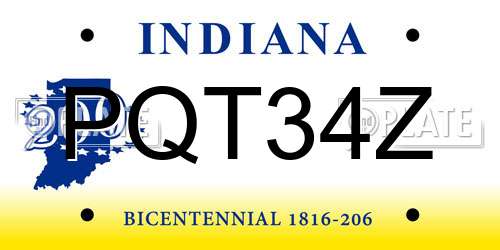 PQT34Z Indiana License Plate