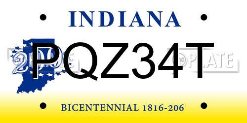 PQZ34T Indiana License Plate