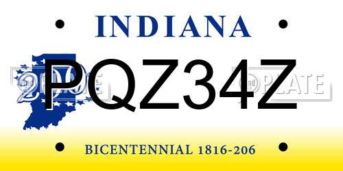 PQZ34Z Indiana License Plate
