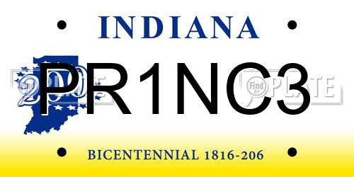 PR1NC3 Indiana License Plate
