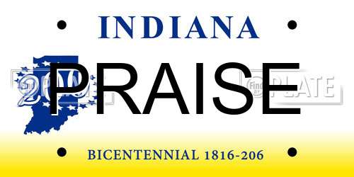 PRAISE Indiana License Plate